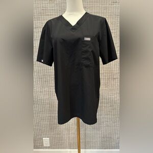 Figs Technical Short Sleeve Black Scrub Top Sz Small
